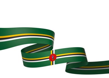 Dominica Kurdele Tasarım Elemanı Ulusal Kutlamalar ve Olaylar için beyaz bir arkaplanda izole edildi