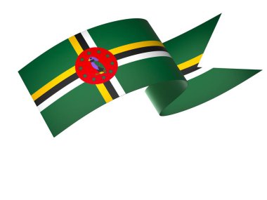 Dominica Kurdele Tasarım Elemanı Ulusal Kutlamalar ve Olaylar için beyaz bir arkaplanda izole edildi