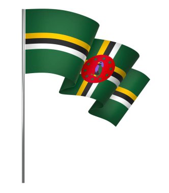 Dominica Kurdele Tasarım Elemanı Ulusal Kutlamalar ve Olaylar için beyaz bir arkaplanda izole edildi