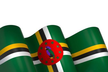 Dominica Kurdele Tasarım Elemanı Ulusal Kutlamalar ve Olaylar için beyaz bir arkaplanda izole edildi