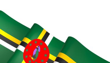 Dominica Kurdele Tasarım Elemanı Ulusal Kutlamalar ve Olaylar için beyaz bir arkaplanda izole edildi