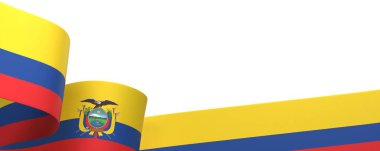 Ekvador Kurdele Tasarım Elemanı Ulusal Kutlamalar ve Olaylar için beyaz bir arkaplanda izole