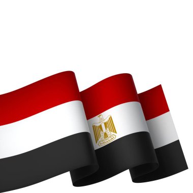 Mısır Kurdele Tasarım Elemanı Ulusal Kutlamalar ve Etkinlikler için beyaz bir arkaplanda izole edildi