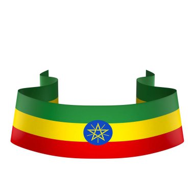 Etiyopya Kurdele Tasarım Elemanı Ulusal Kutlamalar ve Olaylar için beyaz bir arkaplanda izole