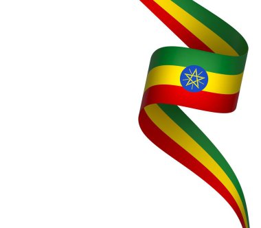 Etiyopya Kurdele Tasarım Elemanı Ulusal Kutlamalar ve Olaylar için beyaz bir arkaplanda izole