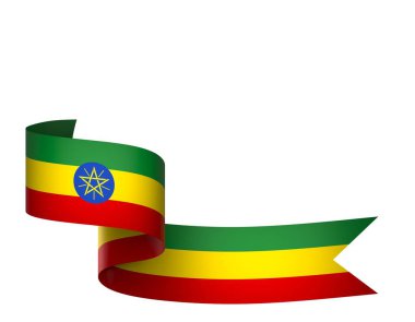 Etiyopya Kurdele Tasarım Elemanı Ulusal Kutlamalar ve Olaylar için beyaz bir arkaplanda izole