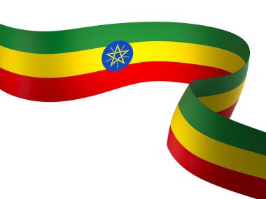 Etiyopya Kurdele Tasarım Elemanı Ulusal Kutlamalar ve Olaylar için beyaz bir arkaplanda izole