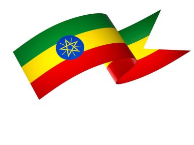 Etiyopya Kurdele Tasarım Elemanı Ulusal Kutlamalar ve Olaylar için beyaz bir arkaplanda izole