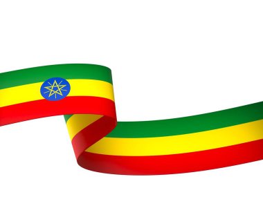 Etiyopya Kurdele Tasarım Elemanı Ulusal Kutlamalar ve Olaylar için beyaz bir arkaplanda izole