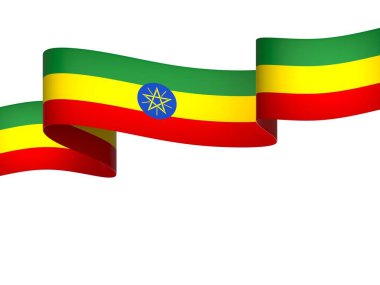 Etiyopya Kurdele Tasarım Elemanı Ulusal Kutlamalar ve Olaylar için beyaz bir arkaplanda izole