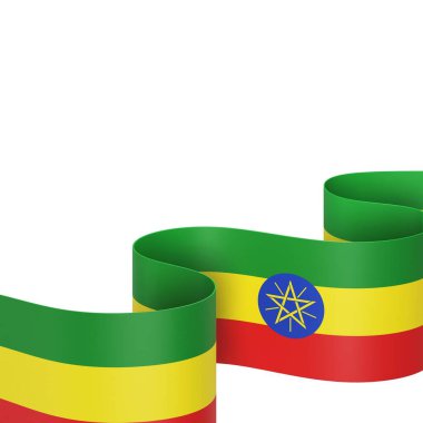 Etiyopya Kurdele Tasarım Elemanı Ulusal Kutlamalar ve Olaylar için beyaz bir arkaplanda izole
