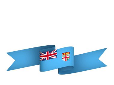 FIji Kurdele Tasarım Elemanı Ulusal Kutlamalar ve Olaylar için beyaz bir arkaplanda izole edildi