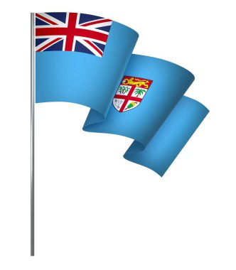 FIji Kurdele Tasarım Elemanı Ulusal Kutlamalar ve Olaylar için beyaz bir arkaplanda izole edildi