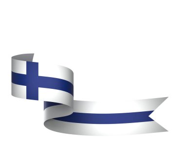 Finlandiya Bayrak Tasarım Elemanı Ulusal Kutlamalar ve Etkinlikler için beyaz bir arkaplanda izole edildi