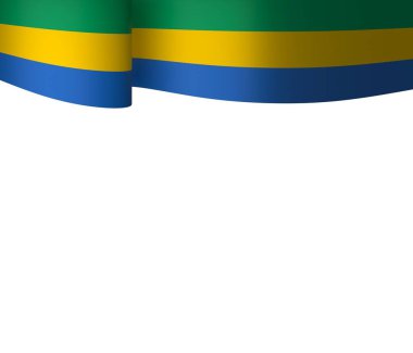 Gabon Kurdele Tasarım Elemanı Ulusal Kutlamalar ve Olaylar için beyaz bir arkaplanda izole edildi