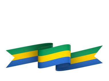Gabon Kurdele Tasarım Elemanı Ulusal Kutlamalar ve Olaylar için beyaz bir arkaplanda izole edildi