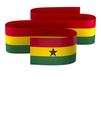 Ulusal Kutlamalar ve Olaylar için Gana Kurdele Tasarım Elemanı beyaz bir arkaplanda izole edildi