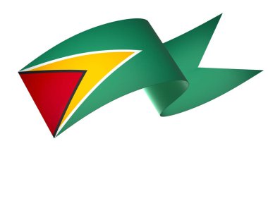 Ulusal Kutlamalar ve Etkinlikler için Guyana Kurdele Tasarım Elemanı beyaz arka planda izole edildi