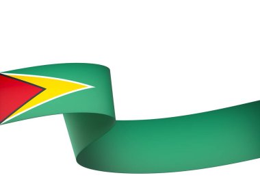Ulusal Kutlamalar ve Etkinlikler için Guyana Kurdele Tasarım Elemanı beyaz arka planda izole edildi