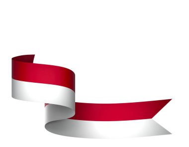 Endonezya Kurdele Tasarım Elemanı Ulusal Kutlamalar ve Olaylar için beyaz bir arkaplanda izole edildi