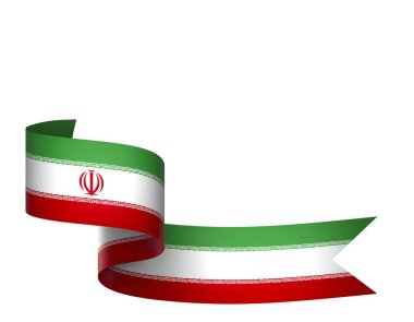 İran Kurdele Tasarım Elemanı Ulusal Kutlamalar ve Etkinlikler için beyaz bir arkaplanda izole edildi