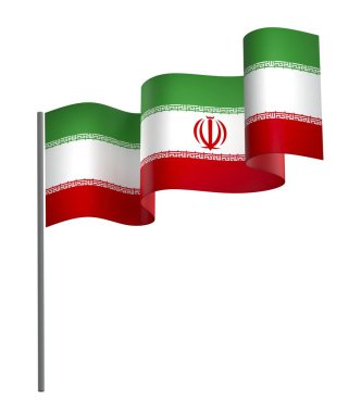 İran Kurdele Tasarım Elemanı Ulusal Kutlamalar ve Etkinlikler için beyaz bir arkaplanda izole edildi