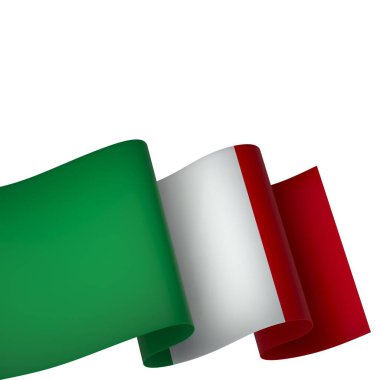 İtalya Kurdele Tasarım Elemanı Ulusal Kutlamalar ve Olaylar için beyaz bir arkaplanda izole edildi
