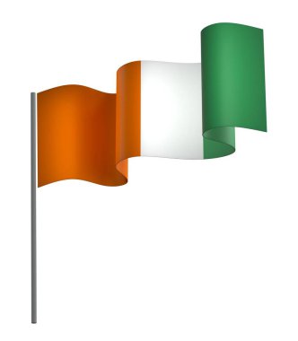 Fildişi Sahil Şeridi Bayrak Tasarım Elemanı Ulusal Kutlamalar ve Olaylar için beyaz bir arkaplanda izole edildi