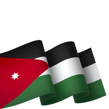 Jordan Kurdele Tasarım Elemanı Ulusal Kutlamalar ve Etkinlikler için beyaz bir arkaplanda izole edildi