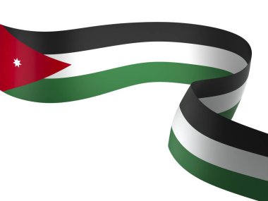 Jordan Kurdele Tasarım Elemanı Ulusal Kutlamalar ve Etkinlikler için beyaz bir arkaplanda izole edildi