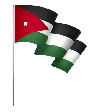 Jordan Kurdele Tasarım Elemanı Ulusal Kutlamalar ve Etkinlikler için beyaz bir arkaplanda izole edildi