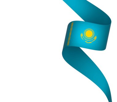 Kazakistan Kurdele Tasarım Elemanı Ulusal Kutlamalar ve Olaylar için beyaz bir arkaplanda izole edildi