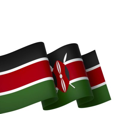 Kenya Kurdele Tasarım Elemanı Ulusal Kutlamalar ve Olaylar için beyaz bir arkaplanda izole edildi