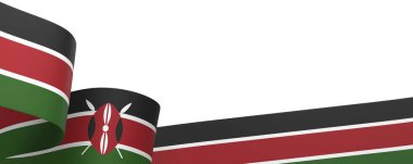 Kenya Kurdele Tasarım Elemanı Ulusal Kutlamalar ve Olaylar için beyaz bir arkaplanda izole edildi