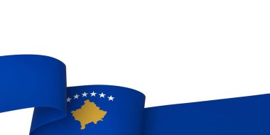 Kosova Kurdele Tasarım Elemanı Ulusal Kutlamalar ve Olaylar için beyaz bir arkaplanda izole edildi