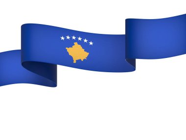 Kosova Kurdele Tasarım Elemanı Ulusal Kutlamalar ve Olaylar için beyaz bir arkaplanda izole edildi