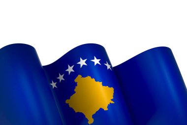 Kosova Kurdele Tasarım Elemanı Ulusal Kutlamalar ve Olaylar için beyaz bir arkaplanda izole edildi