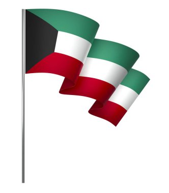 Kuveyt Bayrak Tasarım Elemanı Ulusal Kutlamalar ve Olaylar için beyaz bir arkaplanda izole edildi