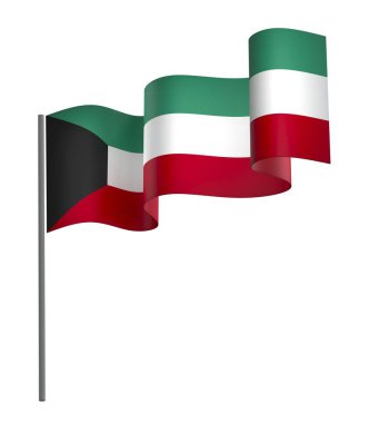 Kuveyt Bayrak Tasarım Elemanı Ulusal Kutlamalar ve Olaylar için beyaz bir arkaplanda izole edildi