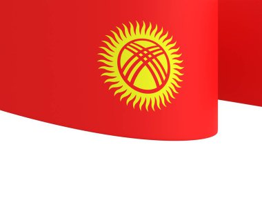 Kırgızistan Bayrak Tasarım Elemanı Ulusal Kutlamalar ve Olaylar için beyaz bir arkaplanda izole edildi