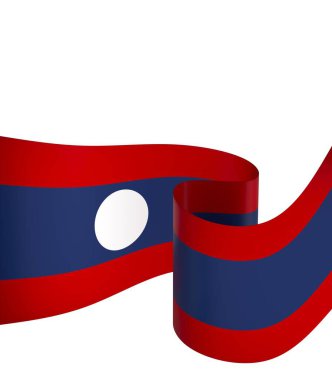 Ulusal Kutlamalar ve Olaylar için Laos Kurdele Tasarım Elemanı beyaz bir arkaplanda izole edildi