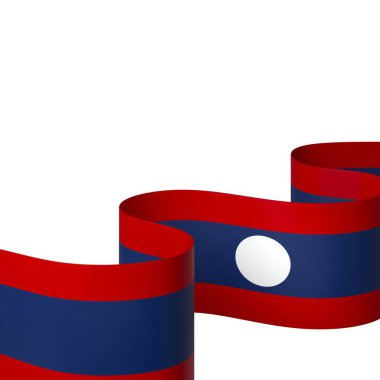 Ulusal Kutlamalar ve Olaylar için Laos Kurdele Tasarım Elemanı beyaz bir arkaplanda izole edildi