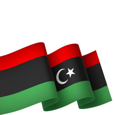 Libya Kurdele Tasarım Elemanı Ulusal Kutlamalar ve Olaylar için beyaz bir arkaplanda izole edildi