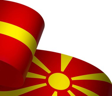 Makedonya Kurdele Tasarım Elemanı Ulusal Kutlamalar ve Etkinlikler için beyaz bir arkaplanda izole edildi