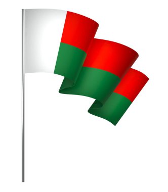 Madagaskar Bayrak Tasarım Elemanı Ulusal Kutlamalar ve Etkinlikler için beyaz bir arkaplanda izole edildi