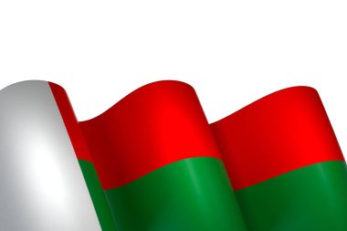 Madagaskar Bayrak Tasarım Elemanı Ulusal Kutlamalar ve Etkinlikler için beyaz bir arkaplanda izole edildi