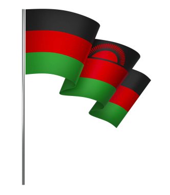 Ulusal Kutlamalar ve Olaylar için Malawi Kurdele Tasarım Elemanı beyaz bir arkaplanda izole edildi