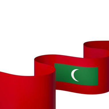 Ulusal Kutlamalar ve Olaylar için Maldivler Kurdele Tasarım Elemanı beyaz bir arkaplanda izole edildi
