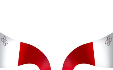 Ulusal Kutlamalar ve Olaylar için Malta Kurdele Tasarım Elemanı beyaz bir arkaplanda izole edildi
