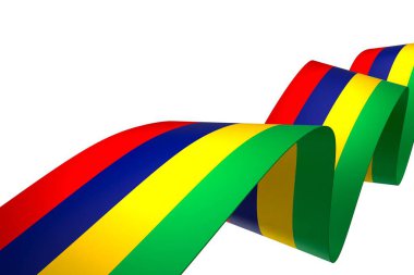 Mauritius Kurdele Tasarım Elemanı Ulusal Kutlamalar ve Olaylar için beyaz bir arkaplanda izole edildi